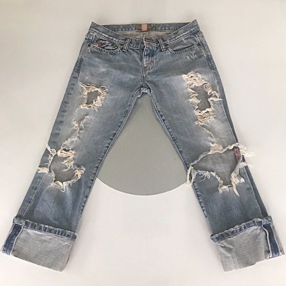 Abercrombie & Fitch Distressed Denim Capris - Picture 1 of 6